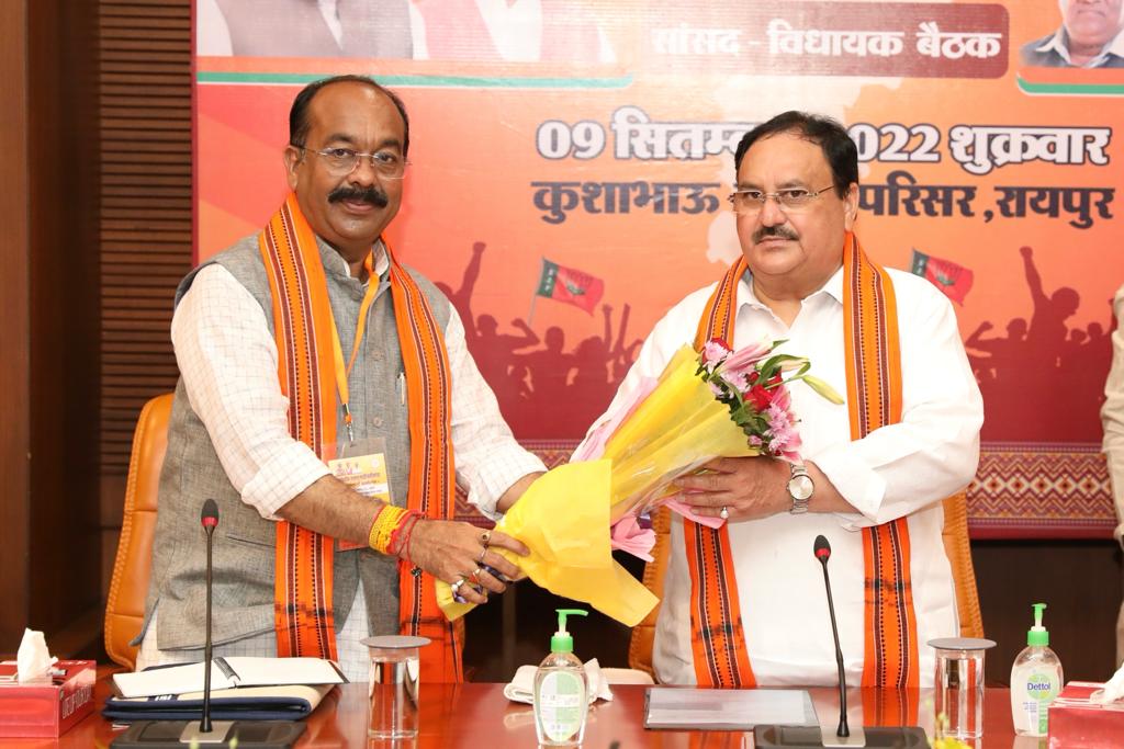 BJP National President Shri J.P. Nadda chaired meeting of Chhattisgarh state BJP MPs & MLAs in Raipur (Chhattisgarh)