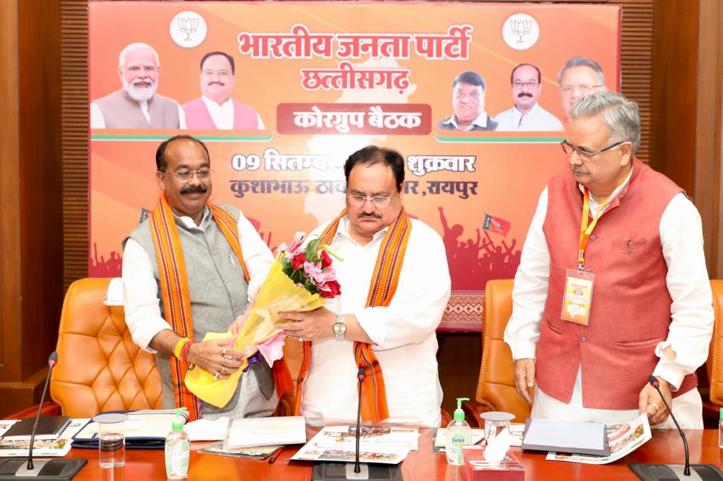 BJP National President Shri J.P. Nadda chaired meeting of Chhattisgarh BJP State Core Group Meeting in Raipur (Chhattisgarh)