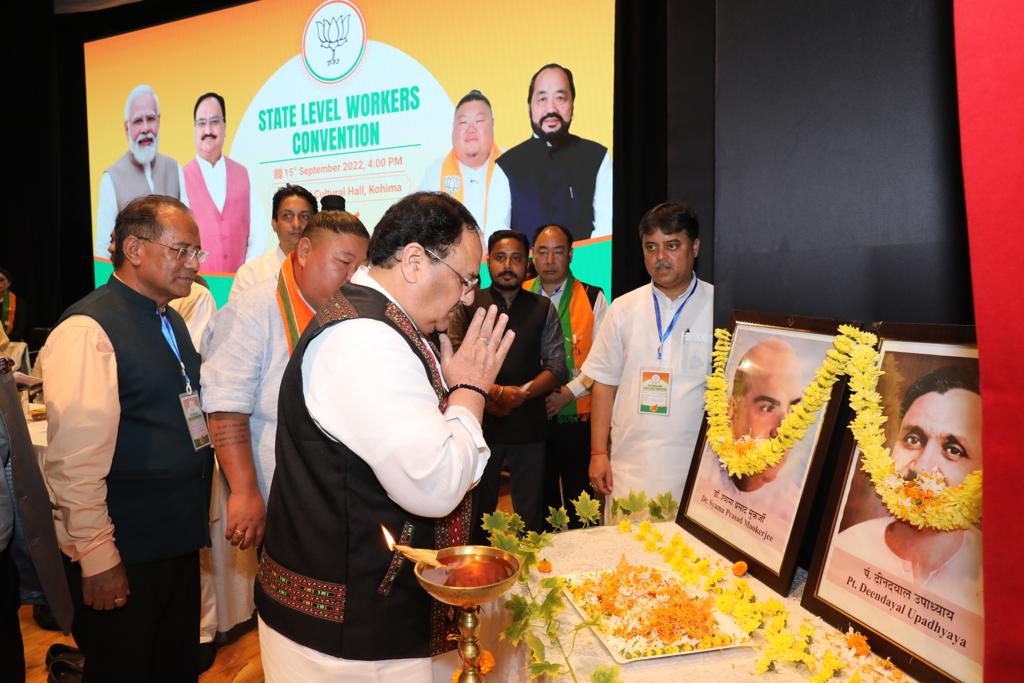 BJP National President Shri J.P. Nadda addressing State Level Workers Convention in Kohima (Nagaland)