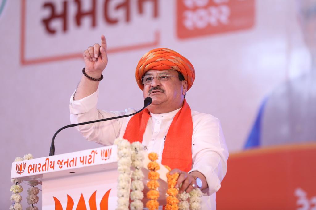 Hon'ble BJP National President Shri J.P. Nadda while addressing Jan-Pratinidhi Sammelan in Rajkot (Gujarat)