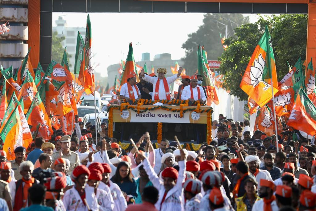 BJP National President Shri J.P. Nadda ji's road show in Morbi (Gujarat)