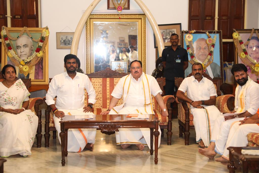 Hon'ble BJP National President Shri J.P. Nadda chaired Tamilnadu State Core Committee Meeting at Chettinad Palace, Karaikudi (Tamil nadu)