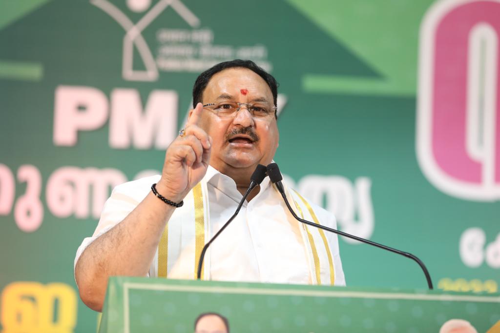 Hon'ble BJP National President Shri J.P. Nadda while interacting beneficiaries of the schemes of Shri Narendra Modi Govt in Kottayam (Kerala)