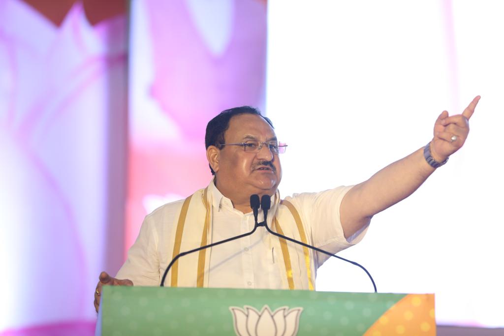 Hon'ble BJP National President Shri Jagat Prakash Nadda while addressing a public meeting after inaugurating newly constructed district BJP office in Kottayam (Kerala)