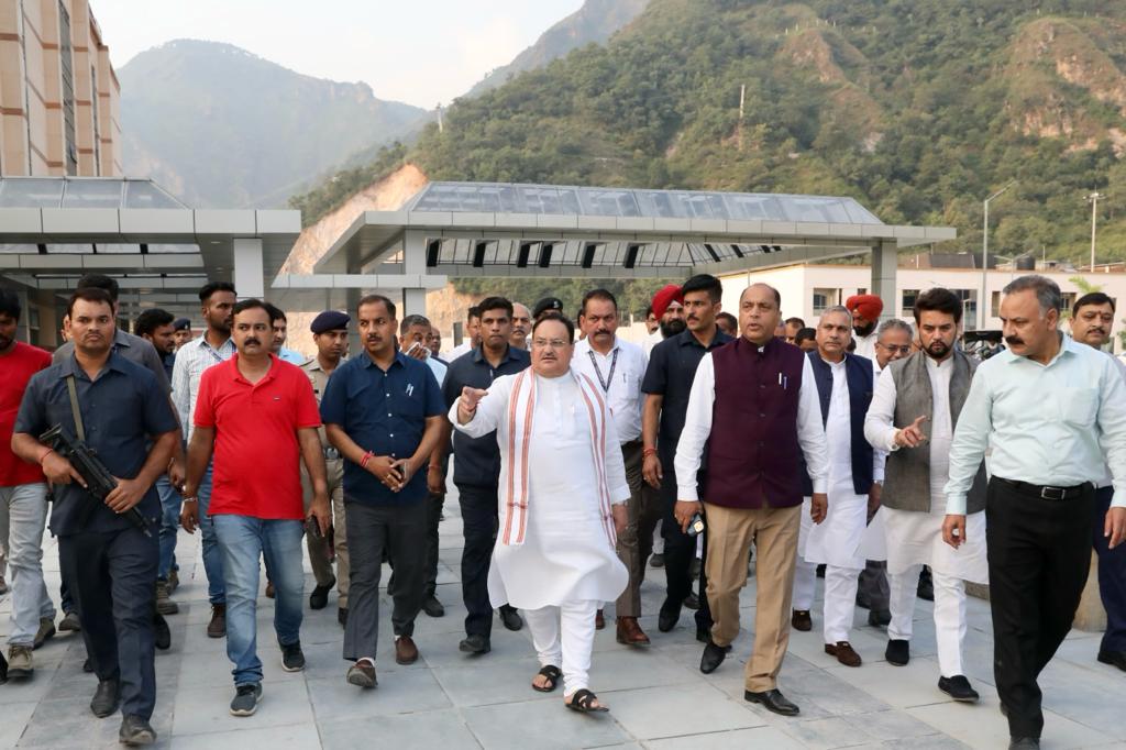 Hon'ble BJP National President Shri J.P. Nadda observing AIIMS Bilaspur in Himachal Pradesh