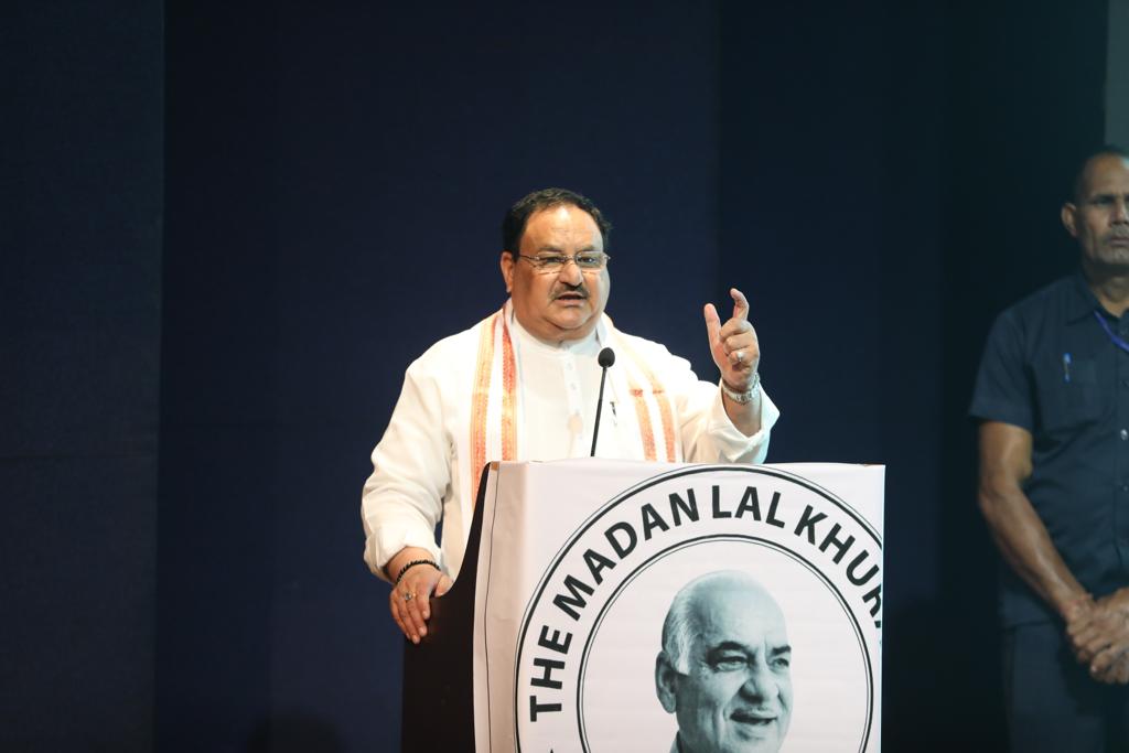 Hon'ble BJP National President Shri J.P. Nadda while addressing 1st Madan Lal Khurana Memorial Lecture in New Delhi