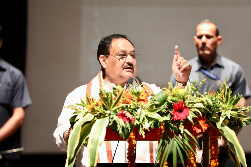 BJP National President Shri J.P. Nadda at "Rojgar Mela Samaroh" Inaugurated by Hon'ble PM Shri Narendra Modi ji via video conferencing at 15, Gurugam Apparel House, Sec. 44 (Haryana)