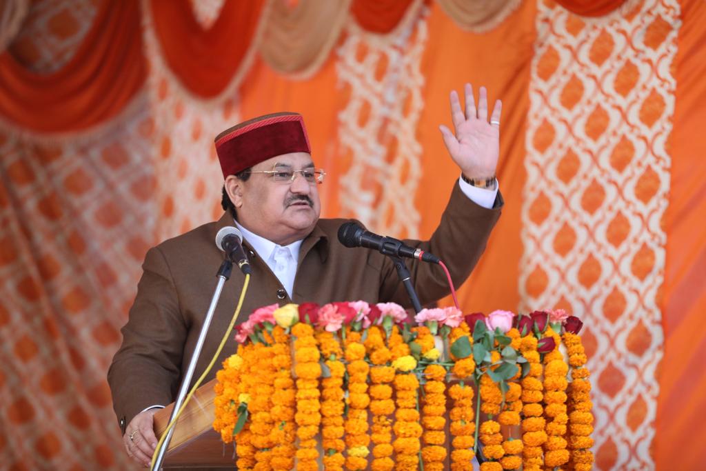 BJP National President Shri J.P. Nadda addressing a public meeting at Manali Jansabha Ground, Manali (Himachal Pradesh)