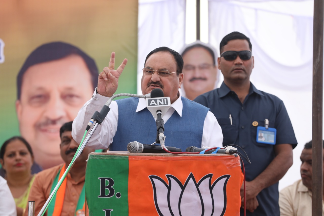 Hon'ble BJP National President Shri J.P. Nadda addressing a public meeting at Bangana, Kutlehar Una (H.P.)