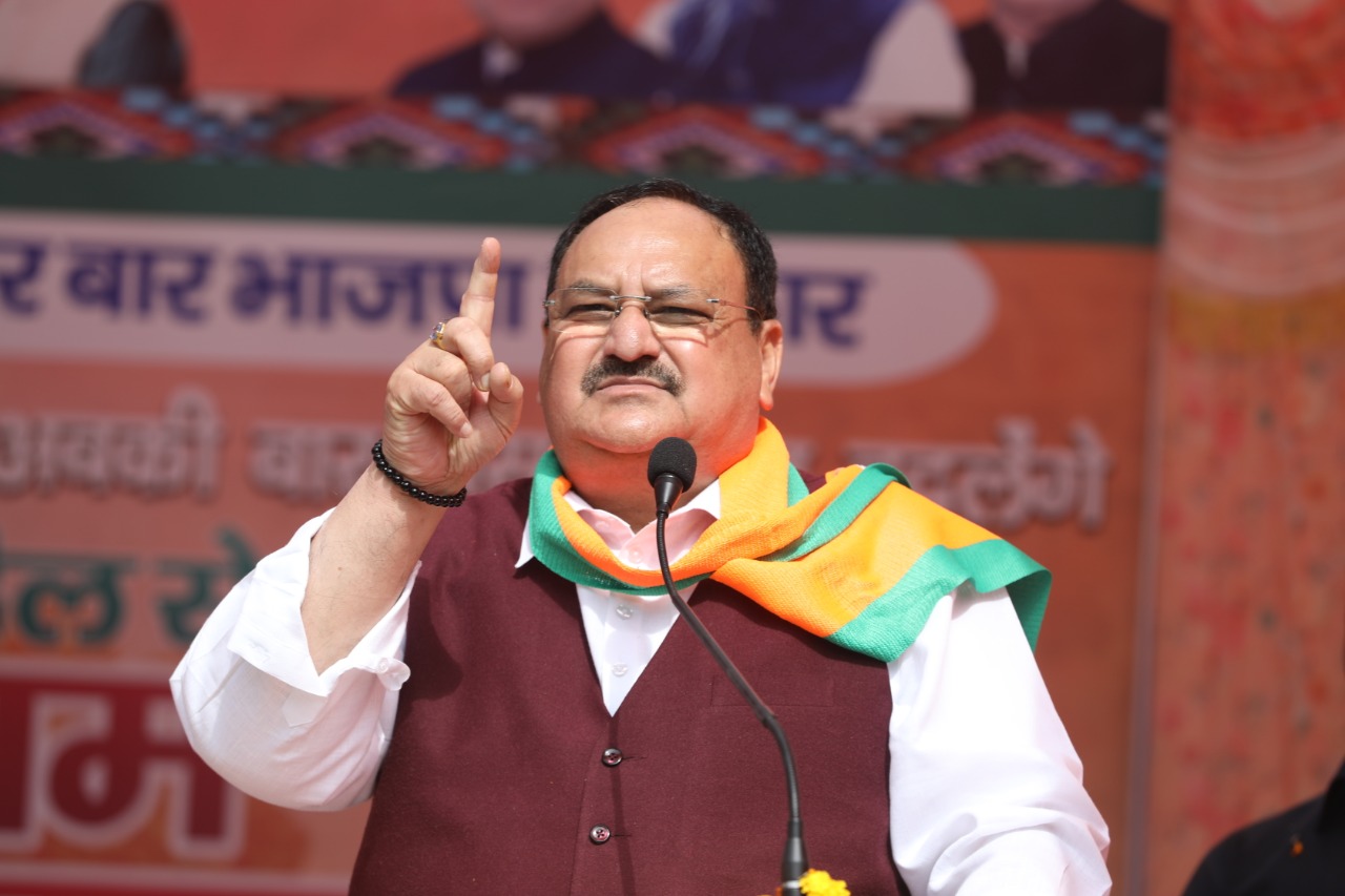 BJP National President Shri J.P. Nadda addressing a public meeting in Behna Jattan, Bilaspur (Himachal Pradesh)