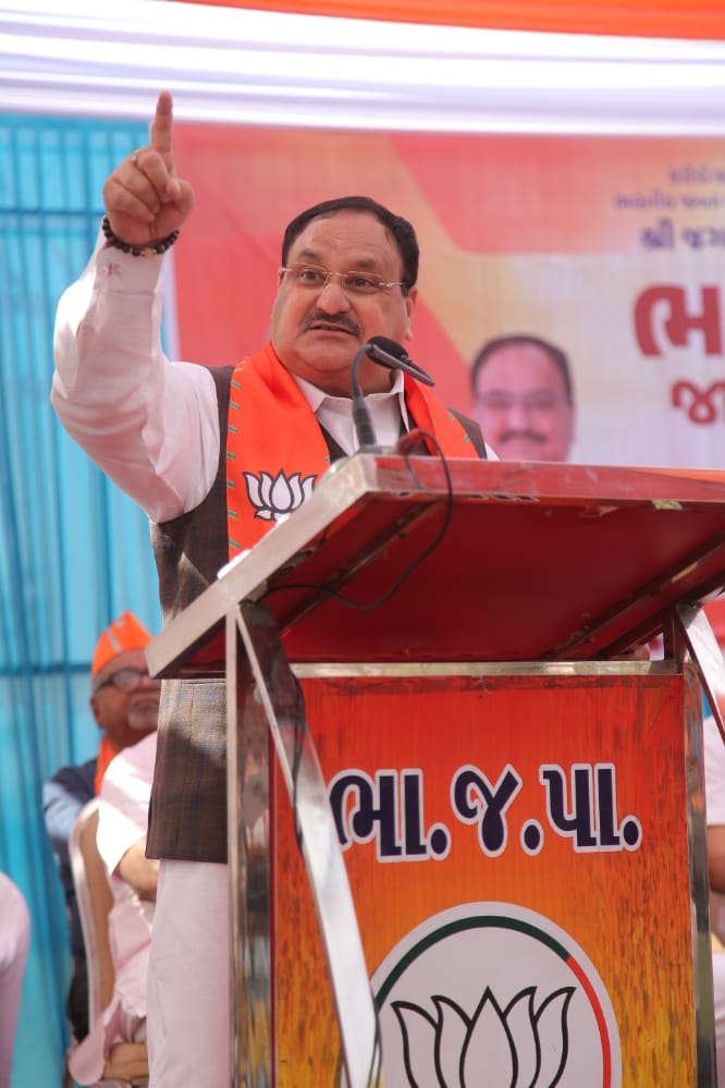 Hon'ble BJP President Shri J.P. Nadda addressing a public meeting in Navsari (Gujarat)