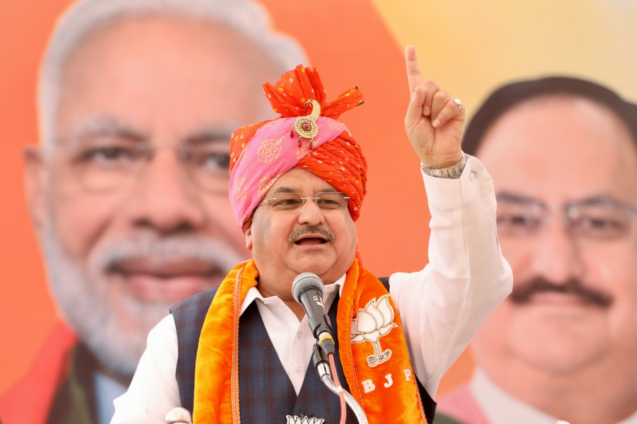 BJP National President Shri J.P. Nadda addressing Vijay Sankalp Rally at Aniyad Cross Roads (Shahera) Gujarat