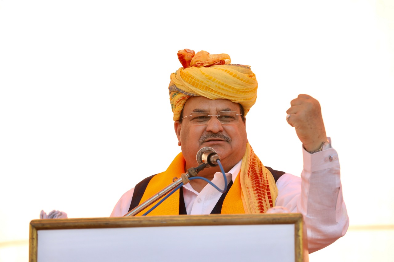 BJP National President Shri J.P. Nadda addressing Vijay Sankalp Rally near NN Oil Mill, Dethli Cross Road, (Siddhpur) Gujarat