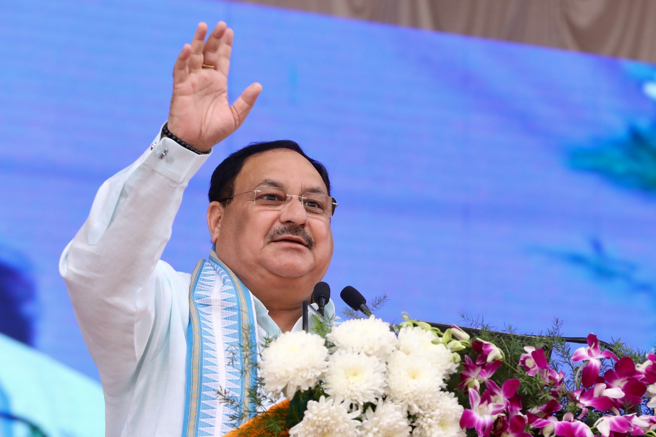  Hon'ble BJP National President Shri J.P. Nadda while inaugurating Koppal BJP District Office in Kavalur and 9 other district BJP Offices virtually (Karnataka)