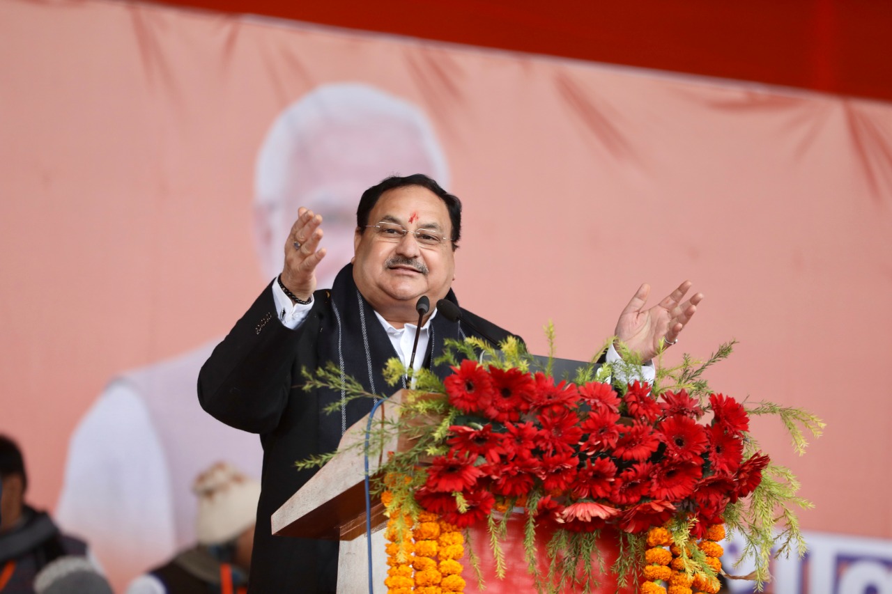 Hon'ble BJP National President Shri J.P. Nadda ji while addressing a public rally in Vaishali Lok Sabha, Distt. Muzaffarpur (Bihar)