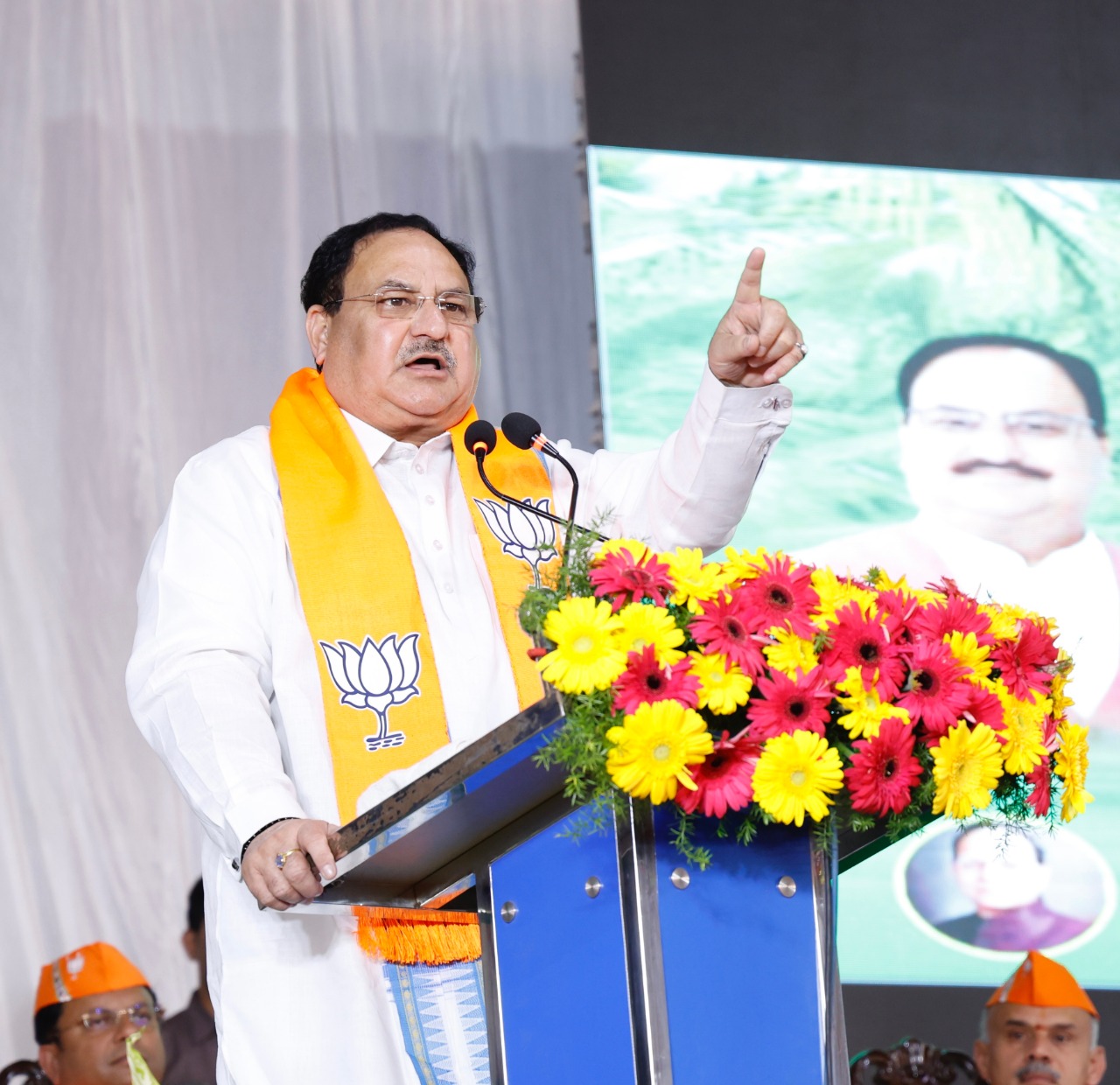 Hon'ble BJP National President Shri J.P. Nadda while addressing Shakti Kendra Pramukh Sammelan in Tumkur and Karyakarta Samavesh in Chitradurga (Karnataka)