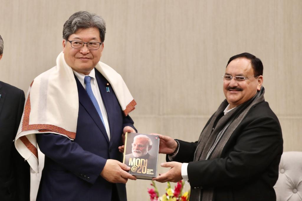 Hon'ble BJP National President Shri Jagat Prakash Nadda ji today had productive meeting with Mr HOGIUDA, Chairperson, Policy Research Council of ruling LDP of Japan. Both the leaders had in depth discussion on several aspects of people to people interacti