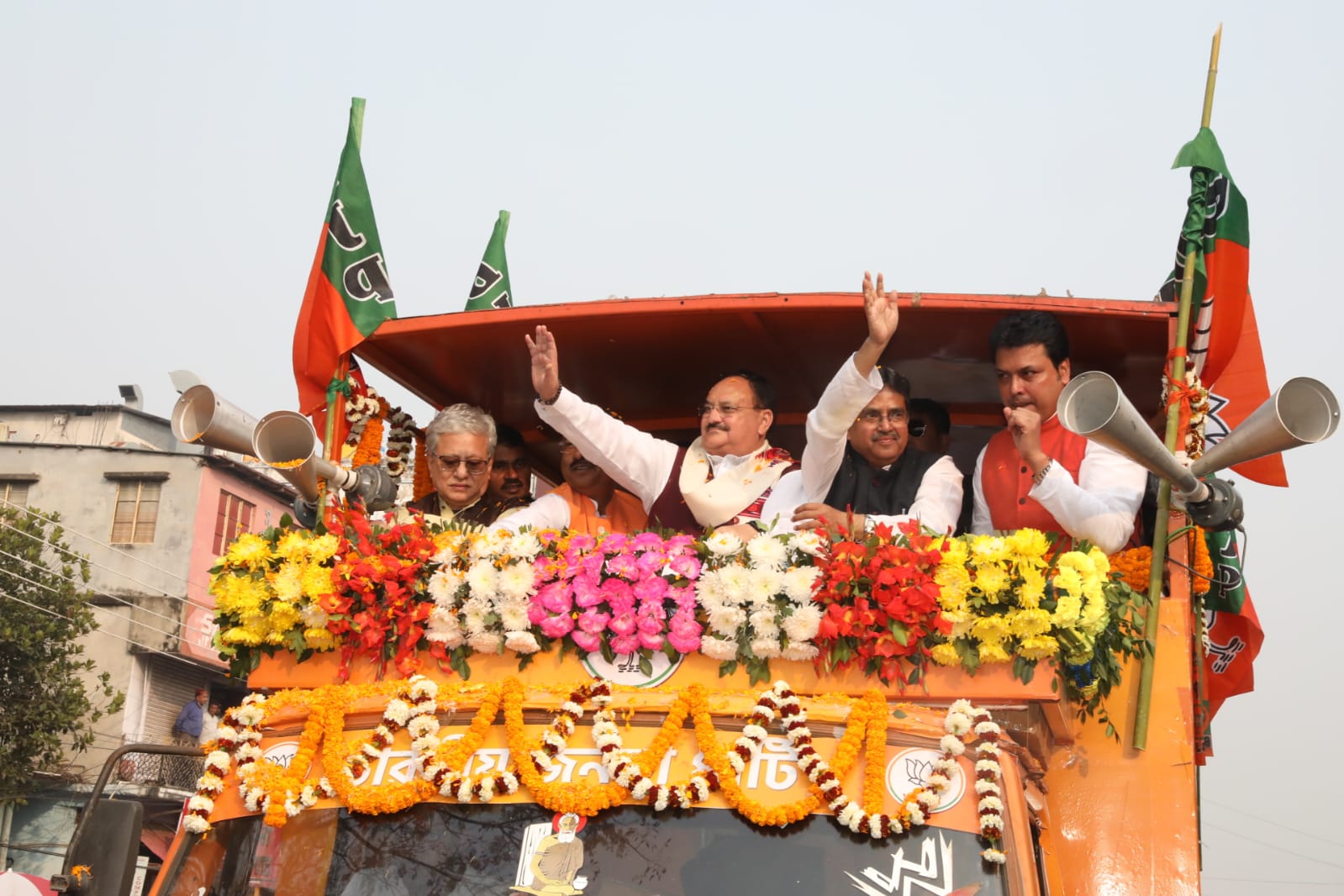 Road show of BJP National President Shri J.P. Nadda in Agartala (Tripura).