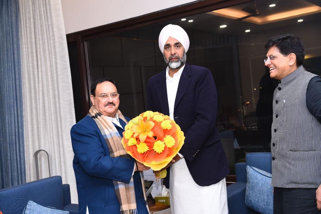 Former Punjab Finance Minister Shri Manpreet Singh Badal met Hon'ble BJP National President Shri J.P. Nadda before joining BJP in New Delhi