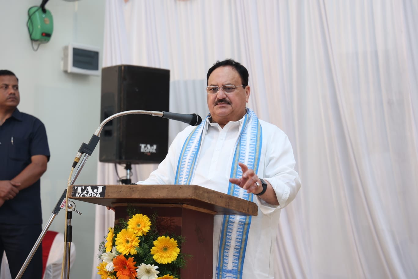 BJP National President Shri J.P. Nadda addressing Elected Representatives of Sringeri Constituency at Devegowda Vokkaligara Kalyana Mantapa, Balgad, Koppa, Chikkamgaluru (K’taka)