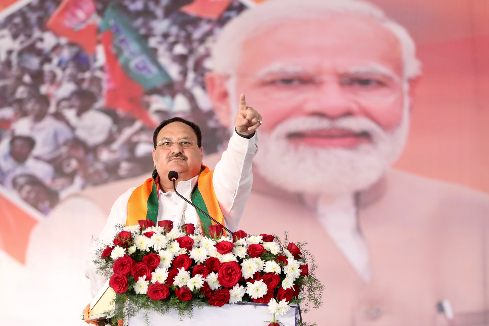 BJP National President Shri J.P. Nadda while addressing a public meeting in Belur & Distt Booth Committee Convention in Hassan (K'taka)