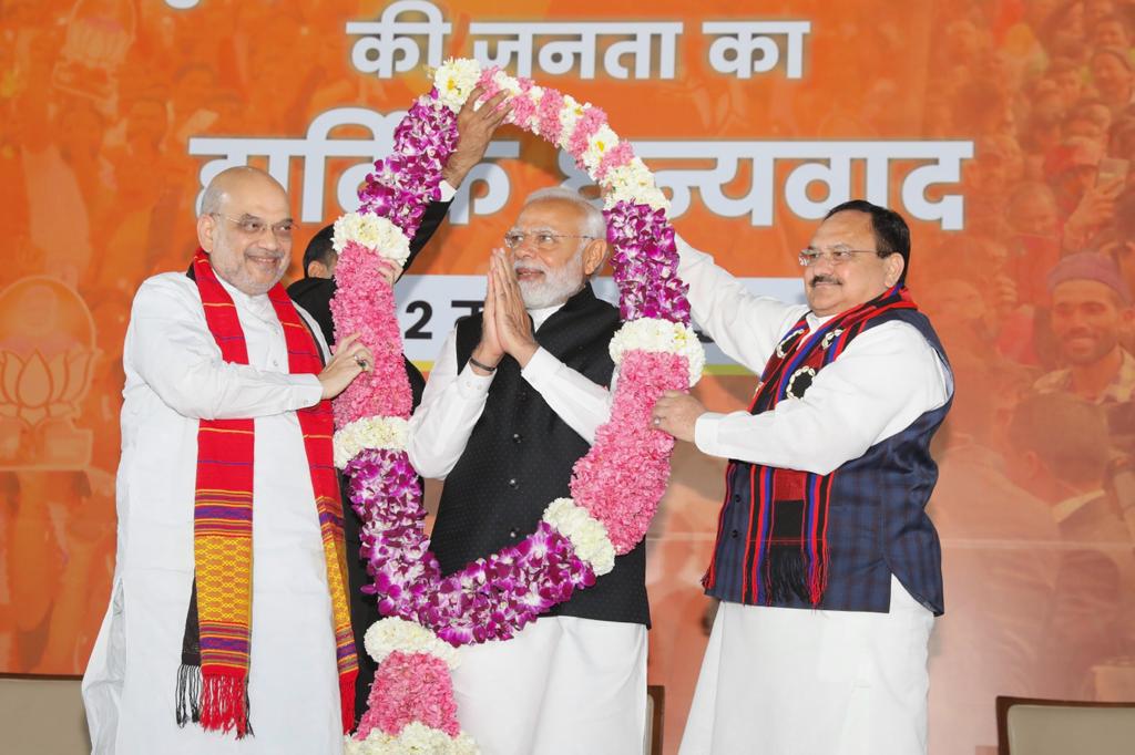 Felicitating ceremony of Hon'ble Prime Minister Shri Narendra Modi ji at BJP HQ, 6A DDU Marg, New Delhi over victory celebration on Tripura, Nagaland and Meghalaya results