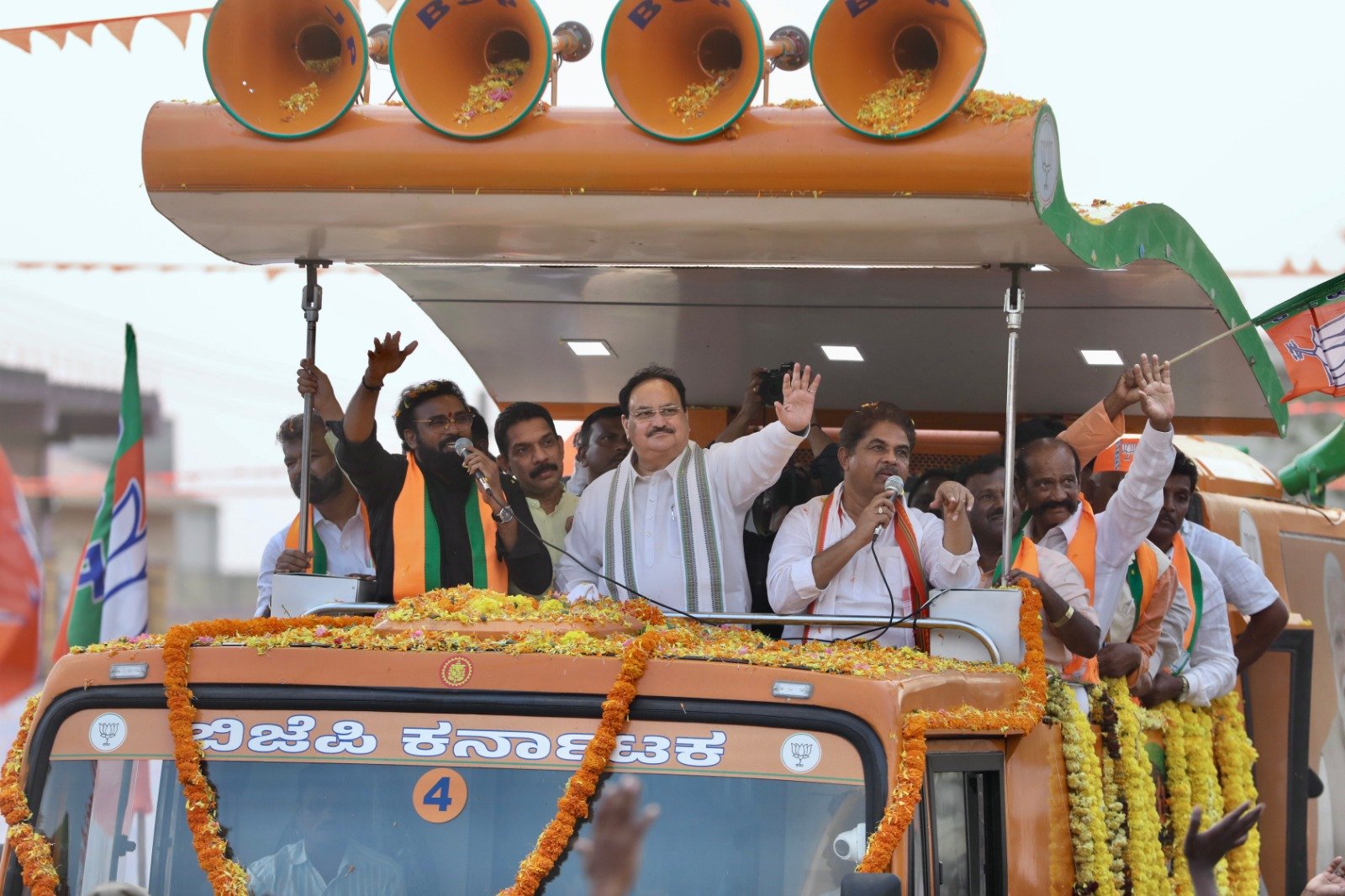 Road show of BJP National President Shri J.P. Nadda in Molakalmuru, Distt. Chitradurga (Karnataka)