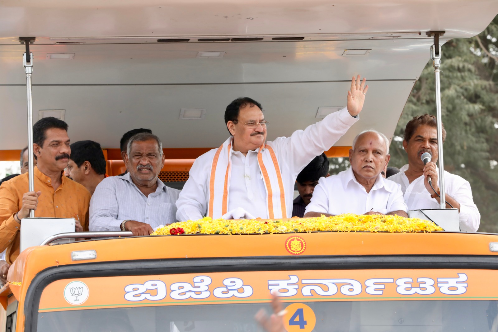 Road show of BJP National President Shri J.P. Nadda in Chikkanayakanahalli, Distt. Tumkur (Karnataka)