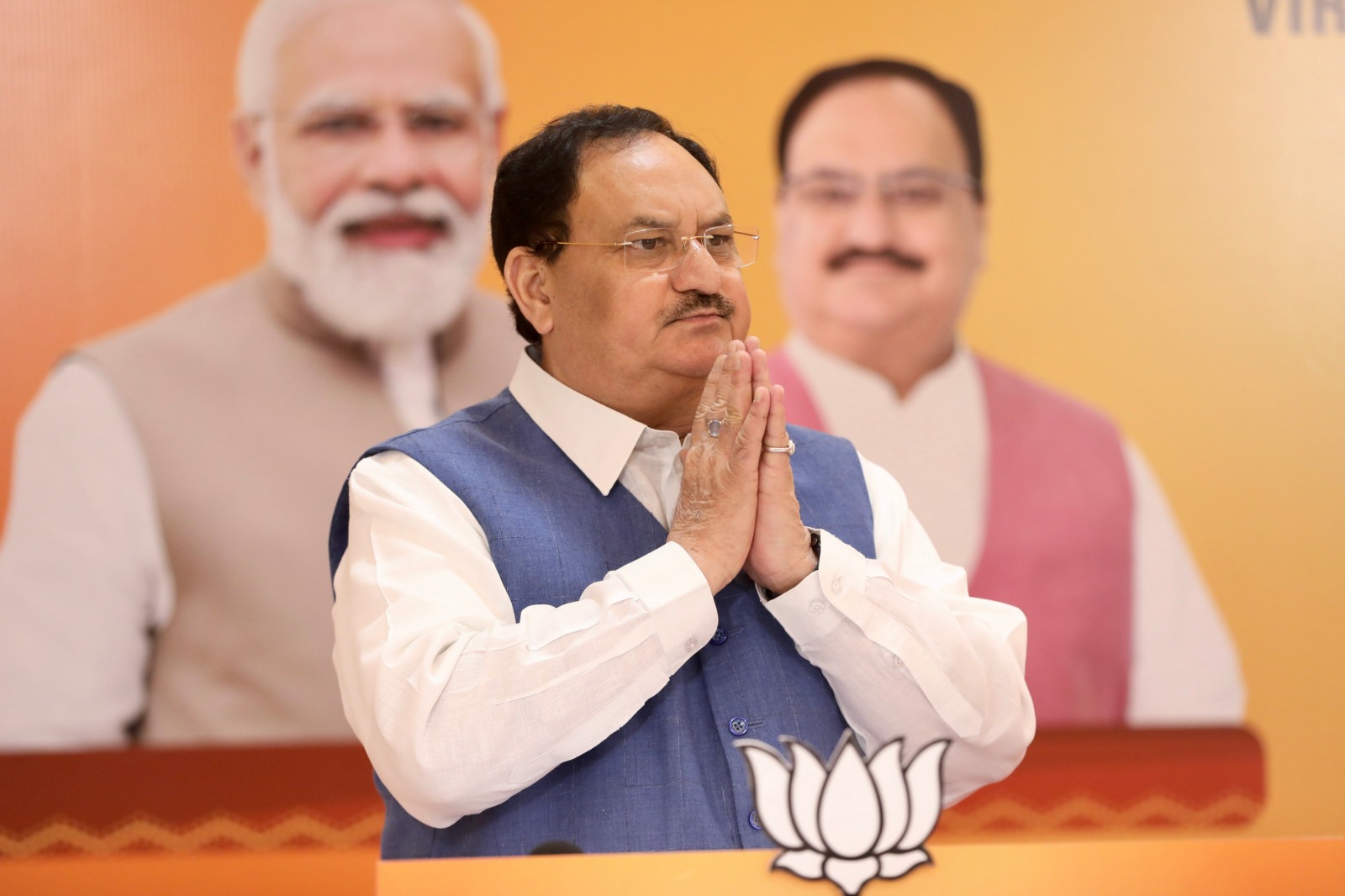 BJP National President Shri J.P. Nadda while inaugurating BJP Distt Offices of T'gana and Andhra Pradesh virtually in New Delhi