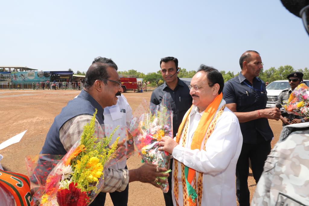 Grand welcome of BJP National President Shri J.P. Nadda on arrival at Kundapura, Udupi Distt. (Karnataka)