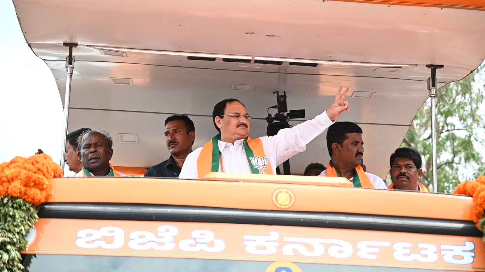 Road show of BJP National President Shri J.P. Nadda in Siruguppa, Distt. Bellary, (Karnataka)