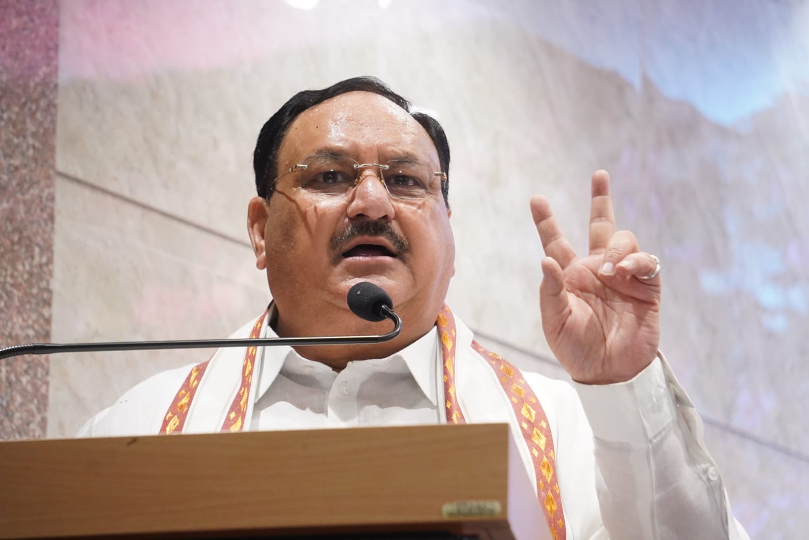 BJP National President Shri J.P. Nadda while addressing Laabharthi Sammelan at RBK Hall, Ghatkopar, Mankhurd Link Road, Mumbai