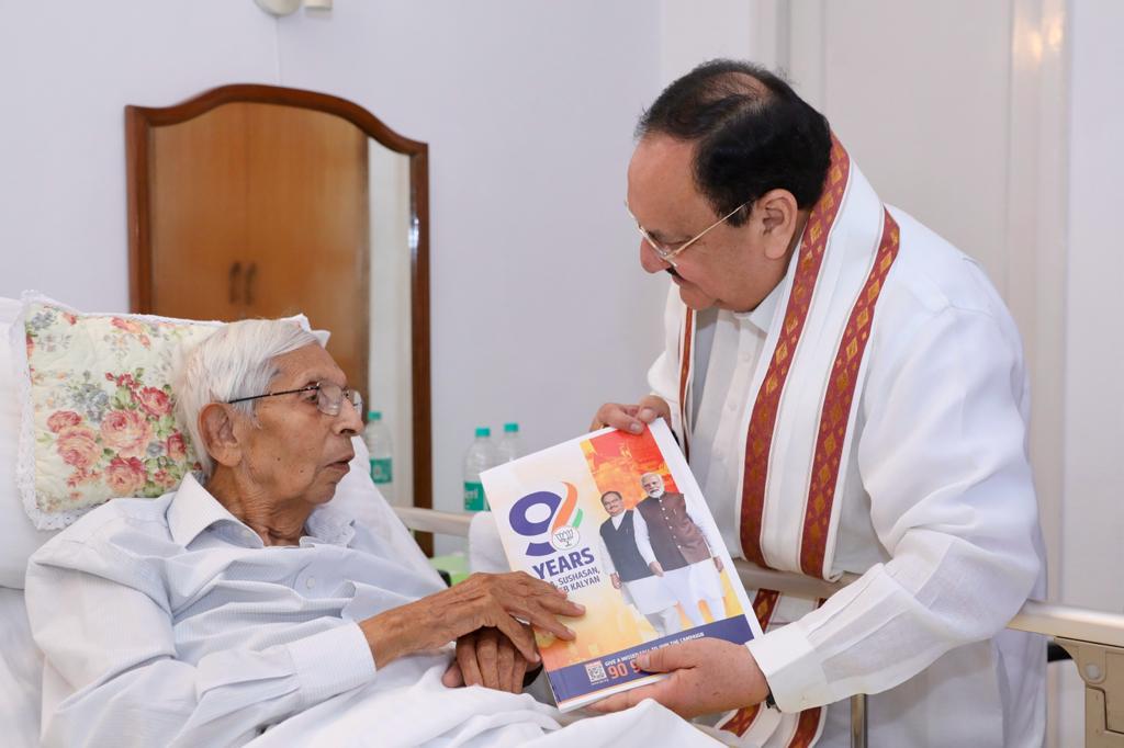 BJP National President Shri J.P. Nadda met Air Marshal (Retd.) Shri Denzil Keelor at J-1184, Sec. 1, Palam Vihar, Gurugram