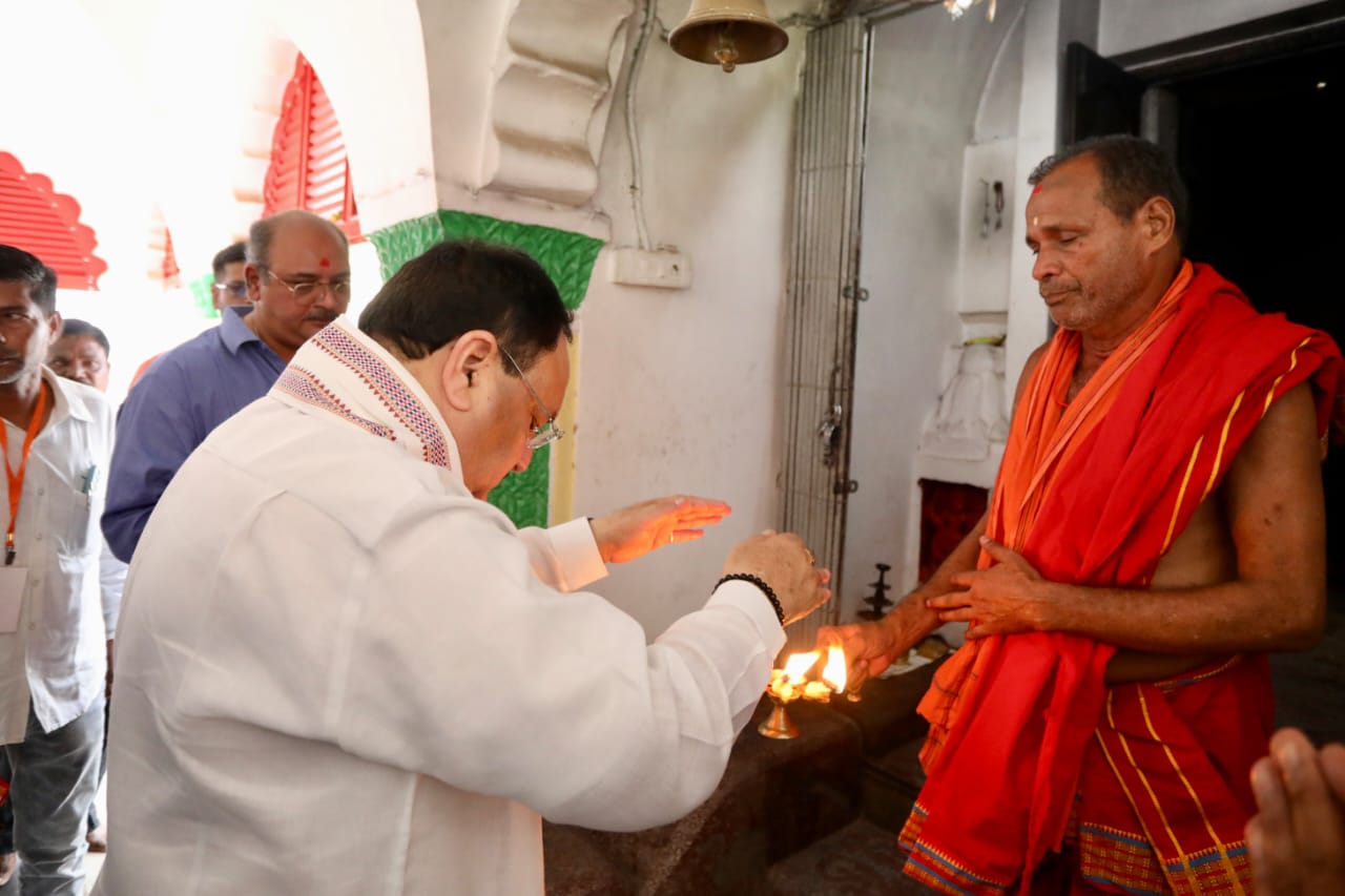 Photographs of Hon'ble BJP National President Shri J.P. Nadda offered prayers at Maa Manikeshwari Temple in Kalahandi Distt. (Odisha)