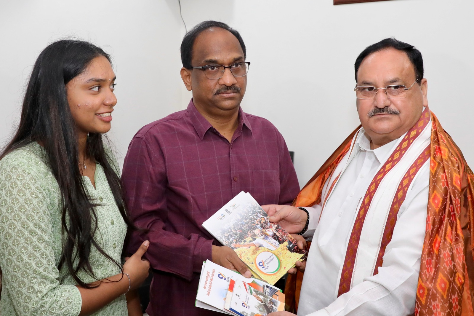 BJP National President Shri J.P. Nadda met with famed Prof. K. Nageswar as part of Party's "Sampark Se Samarthan" Abhiyan at his residence in Hyderabad (T'gana)