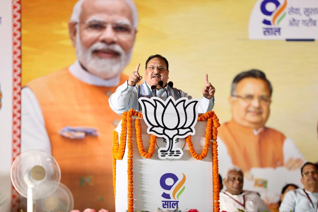 Hon'ble BJP National President Shri J.P. Nadda while addressing a pubic meeting in Bilaspur, (Chhattisgarh)