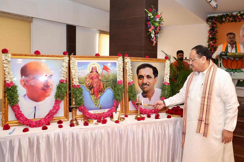 BJP National President Shri J.P. Nadda addressing regional consultative meeting at State BJP office, Hyderabad (Telangana)