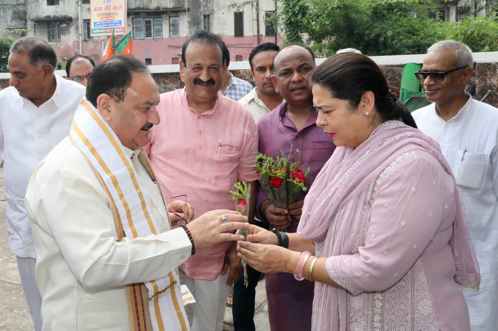 BJP National President Shri J.P. Nadda while listening Hon'ble Prime Minister Shri Narendra Modi ji's "Mann ki Baat" with Karyakartas at Booth No. 154, Sarojini Nagar Mandal, New Delhi