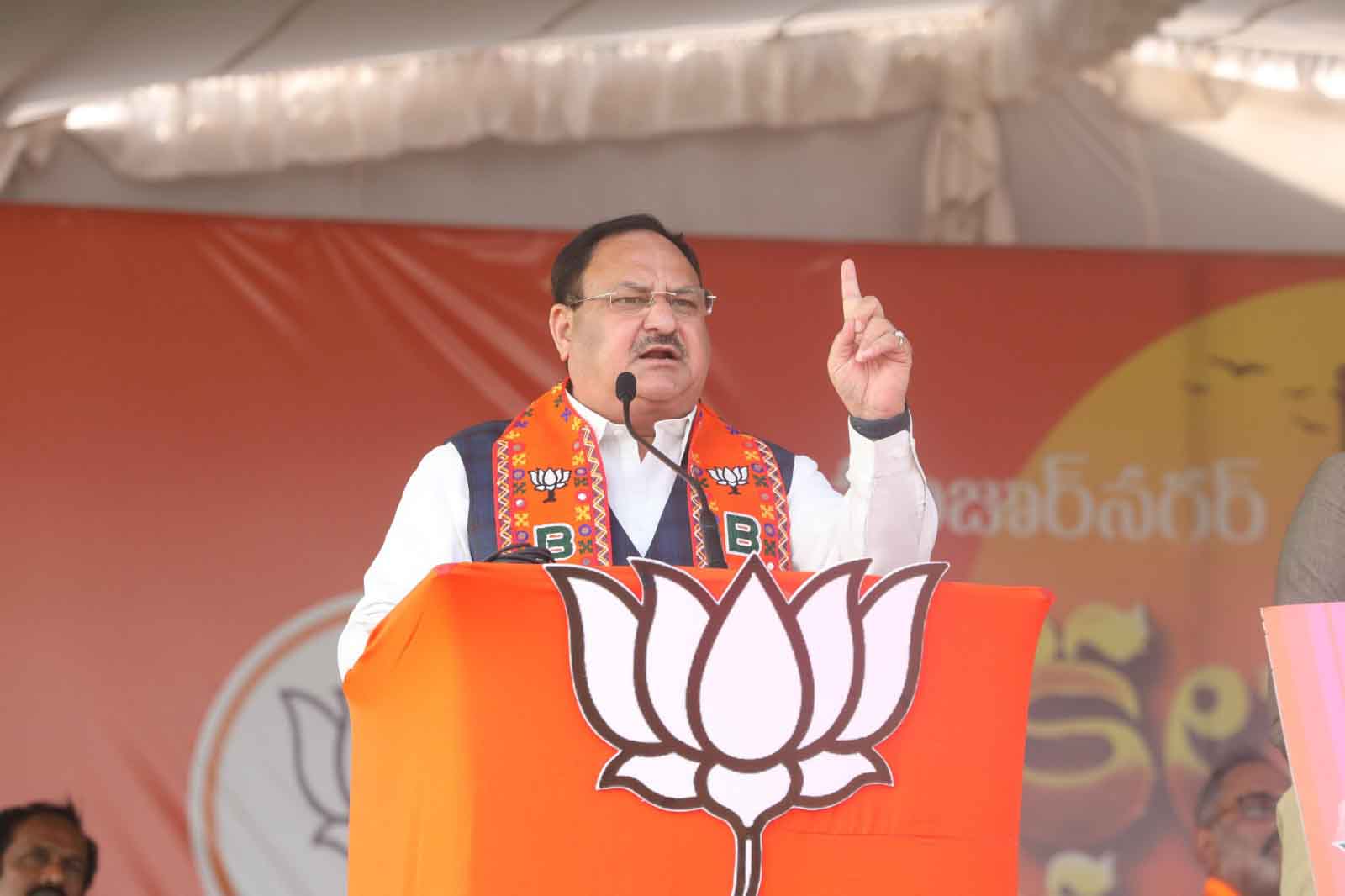 Hon'ble BJP National President Shri J.P. Nadda while addressing public meeting in Huzuurnagar (Telangana)