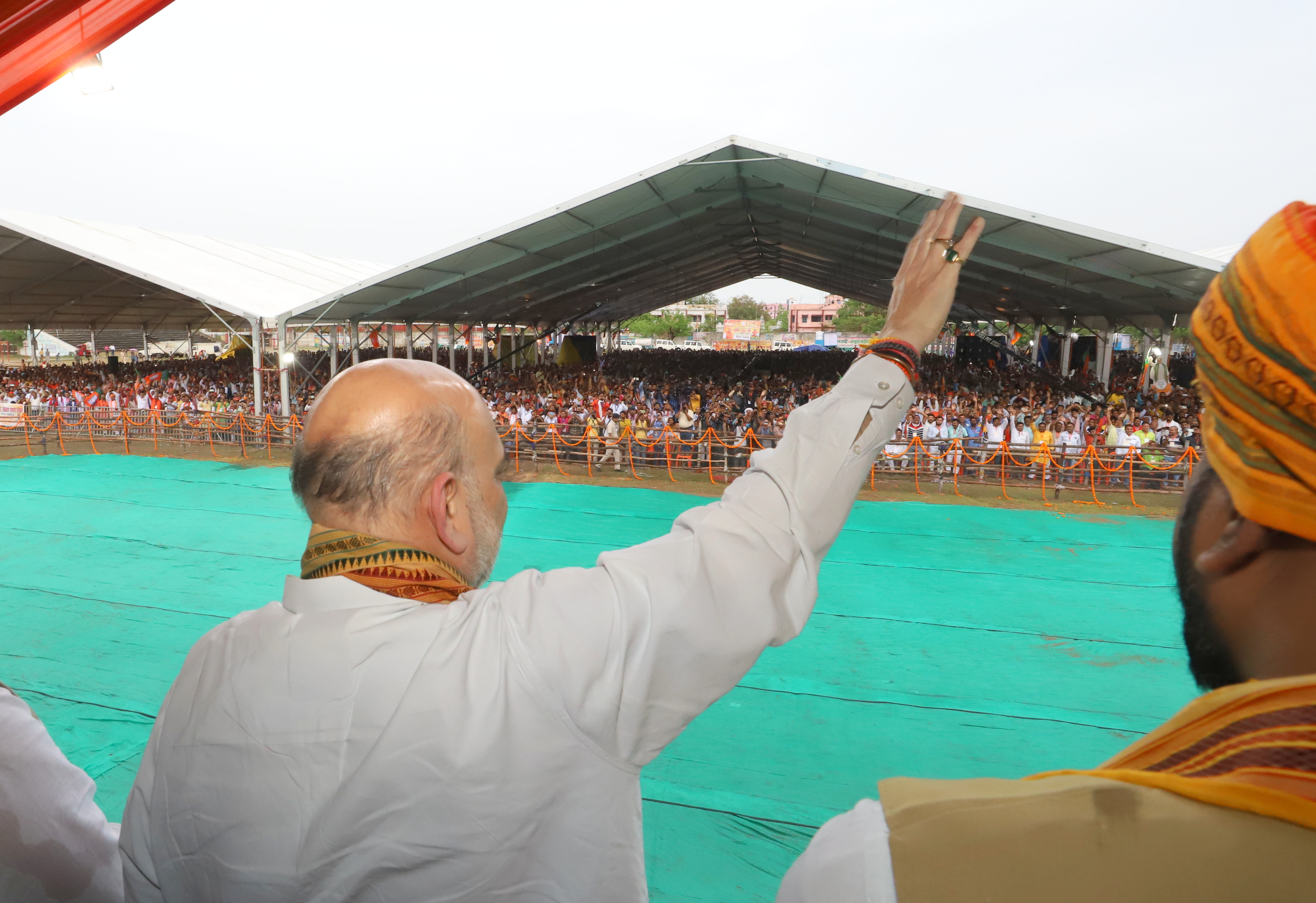  Hon'ble Union Home Minister and Minister of Cooperation Shri Amit Shah while addressing a public meeting in Lakhisarai (Bihar).