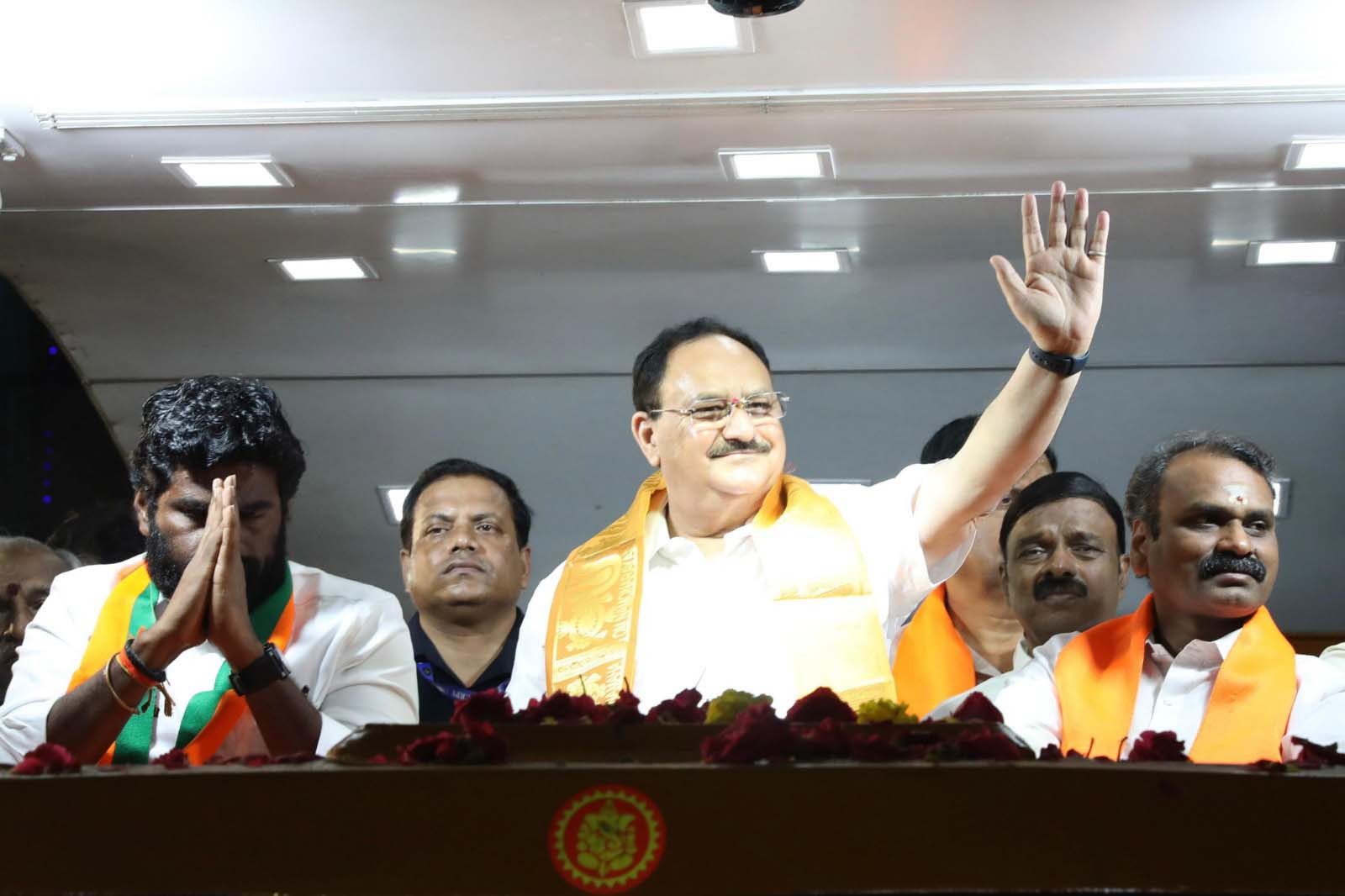 Hon'ble BJP National President Shri J.P. Nadda addressing "En Mann En Makkal Yatra" at Harbor, Central Chennai (Tamil Nadu)