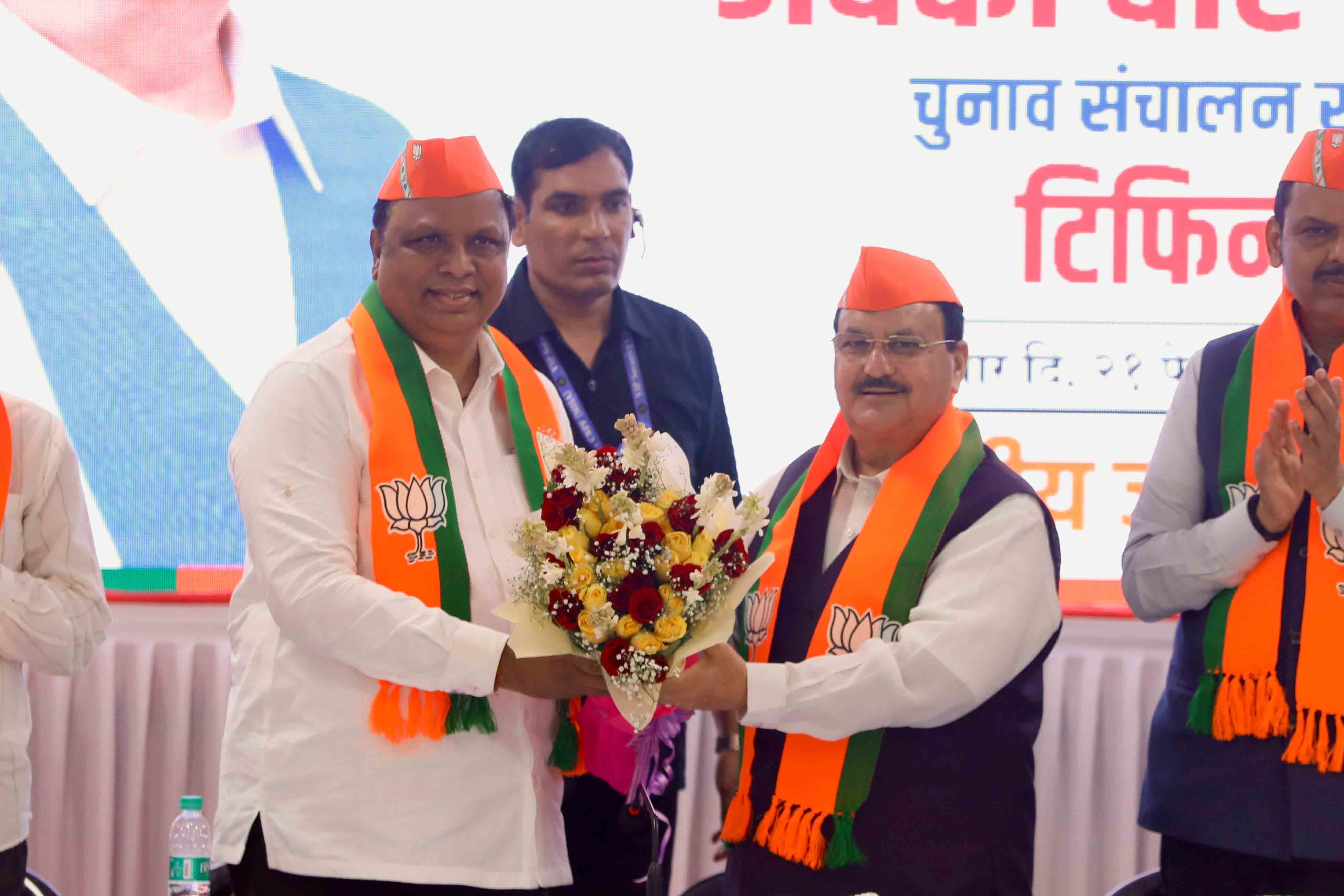 BJP National President Shri J.P. Nadda addressing Mumbai Election Management Committee Tiffin Meeting at Dadar Mumbai (Maharashtra)