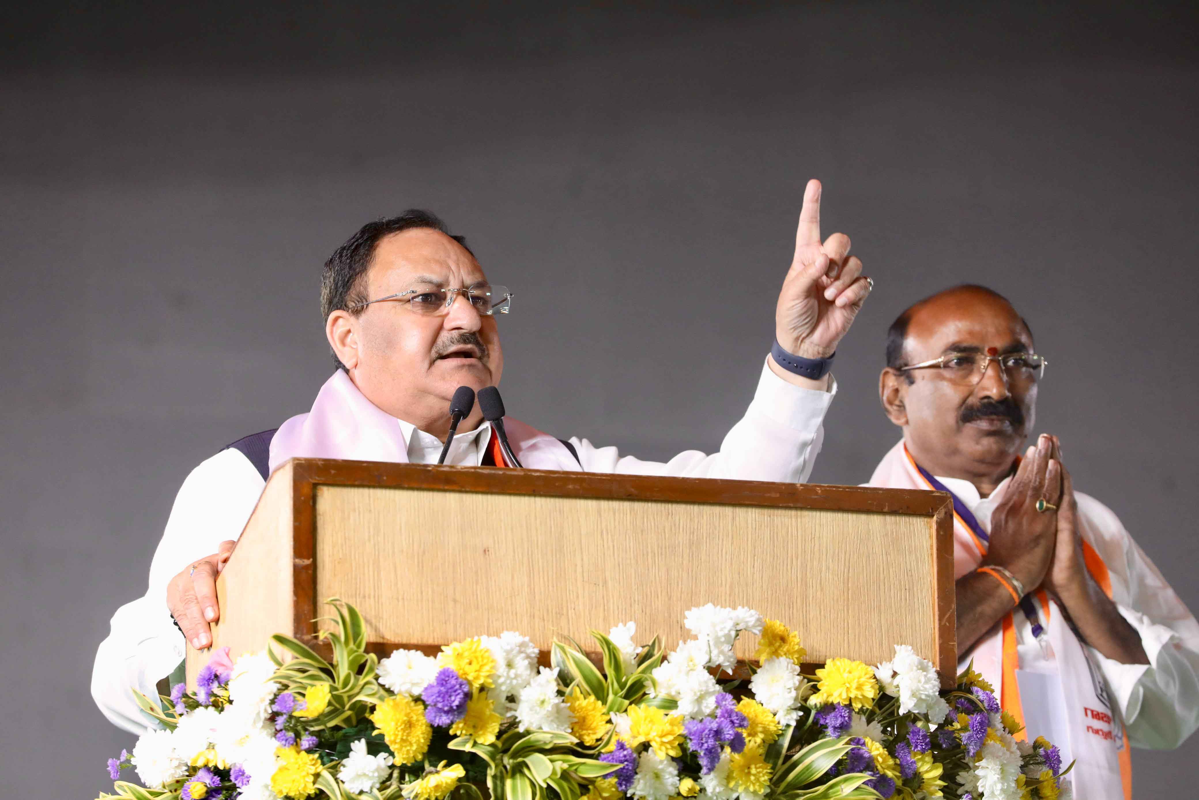 Hon'ble BJP National President Shri J.P. Nadda addressing a public meeting in Kukatpally (Telangana)