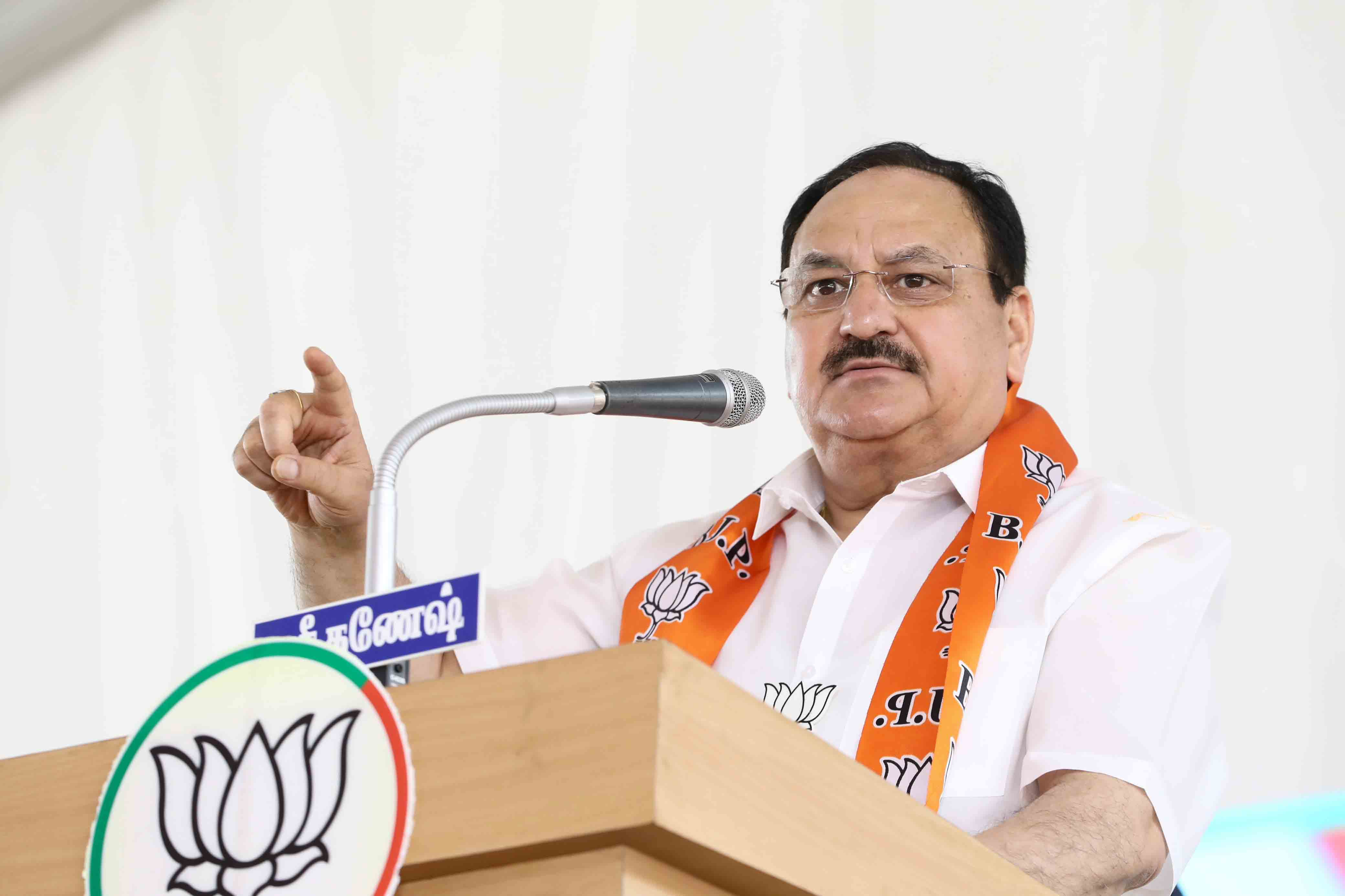 Hon'ble BJP National President Shri J.P. Nadda addressing a public rally at Ariyalur, Govindapuram, Chidambaram, Cuddalore (Tamil Nadu) 