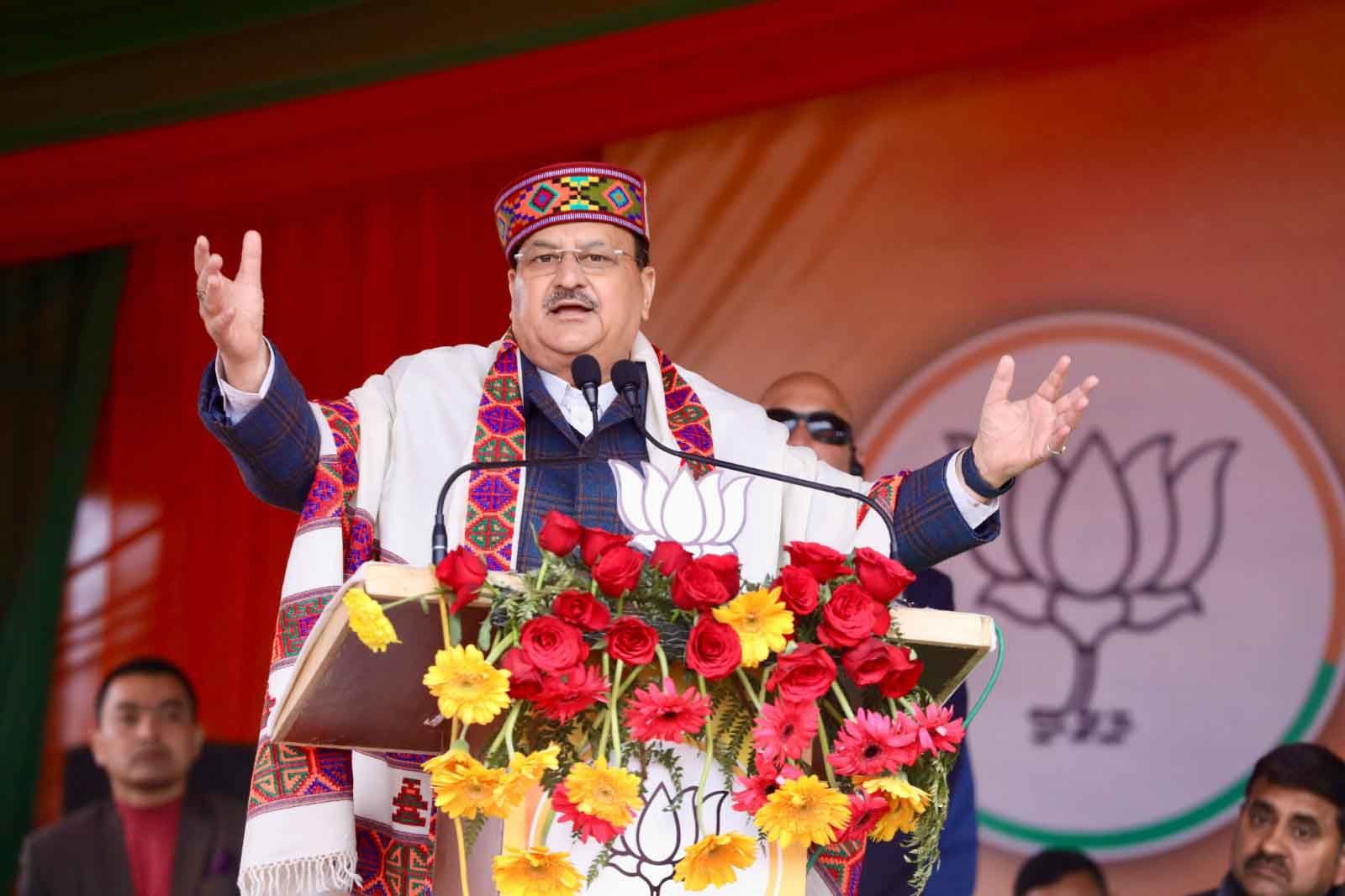 BJP National President Shri J.P. Nadda addressing a public rally at Zorawar Singh Stadium, Dharmshala, Kangra (Himachal Pradesh)