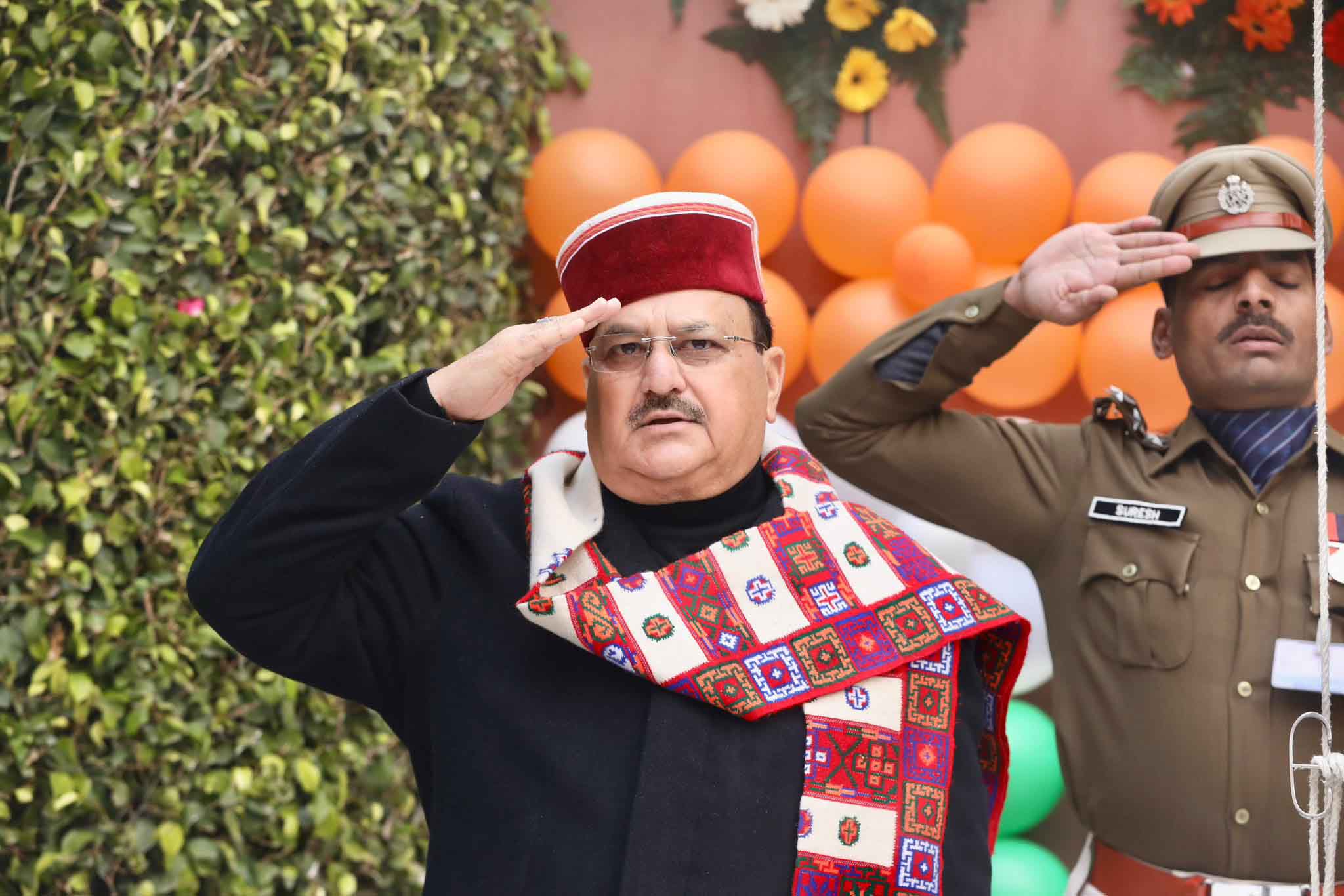 Hon'ble BJP National President Shri J.P. Nadda hoisted the National Flag on the occasion of 75th Republic Day at BJP HQ 6A, DDU Marg, New Delhi