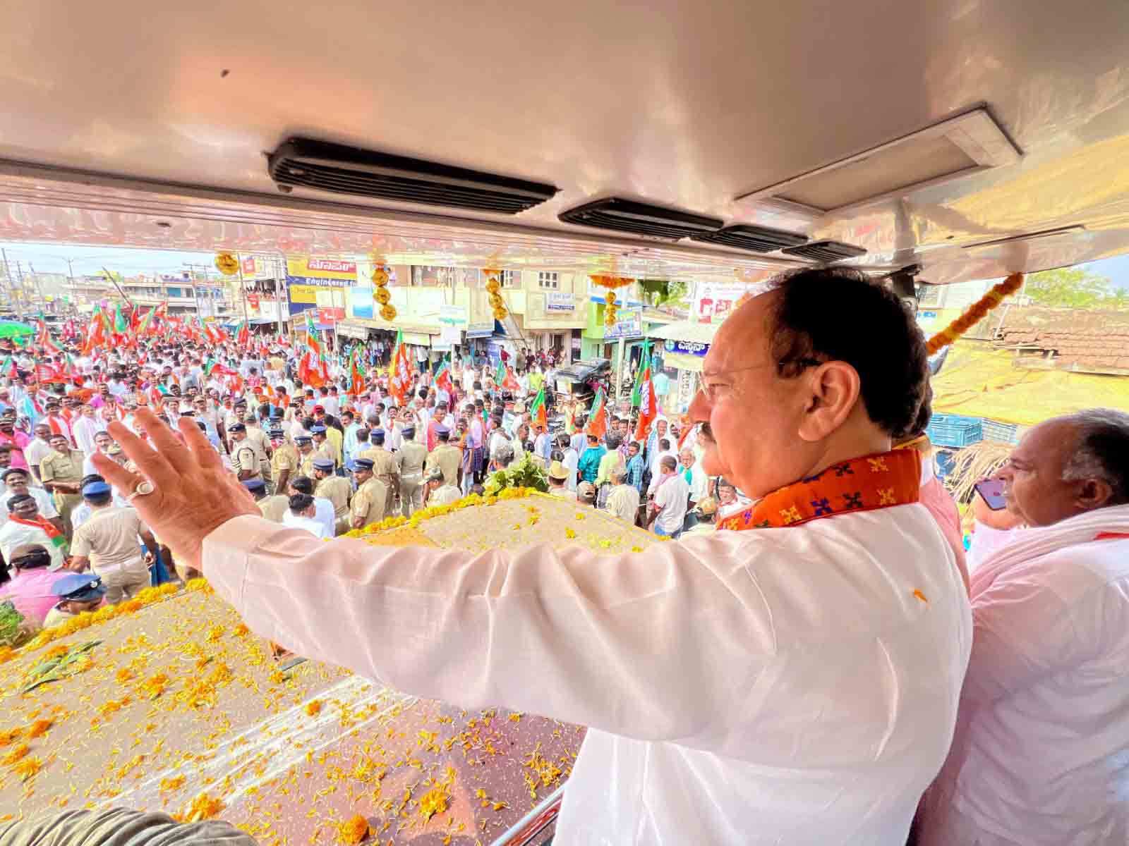 Road Show of BJP National President Shri J.P. Nadda in Byadagi, Harveri (Karnataka)