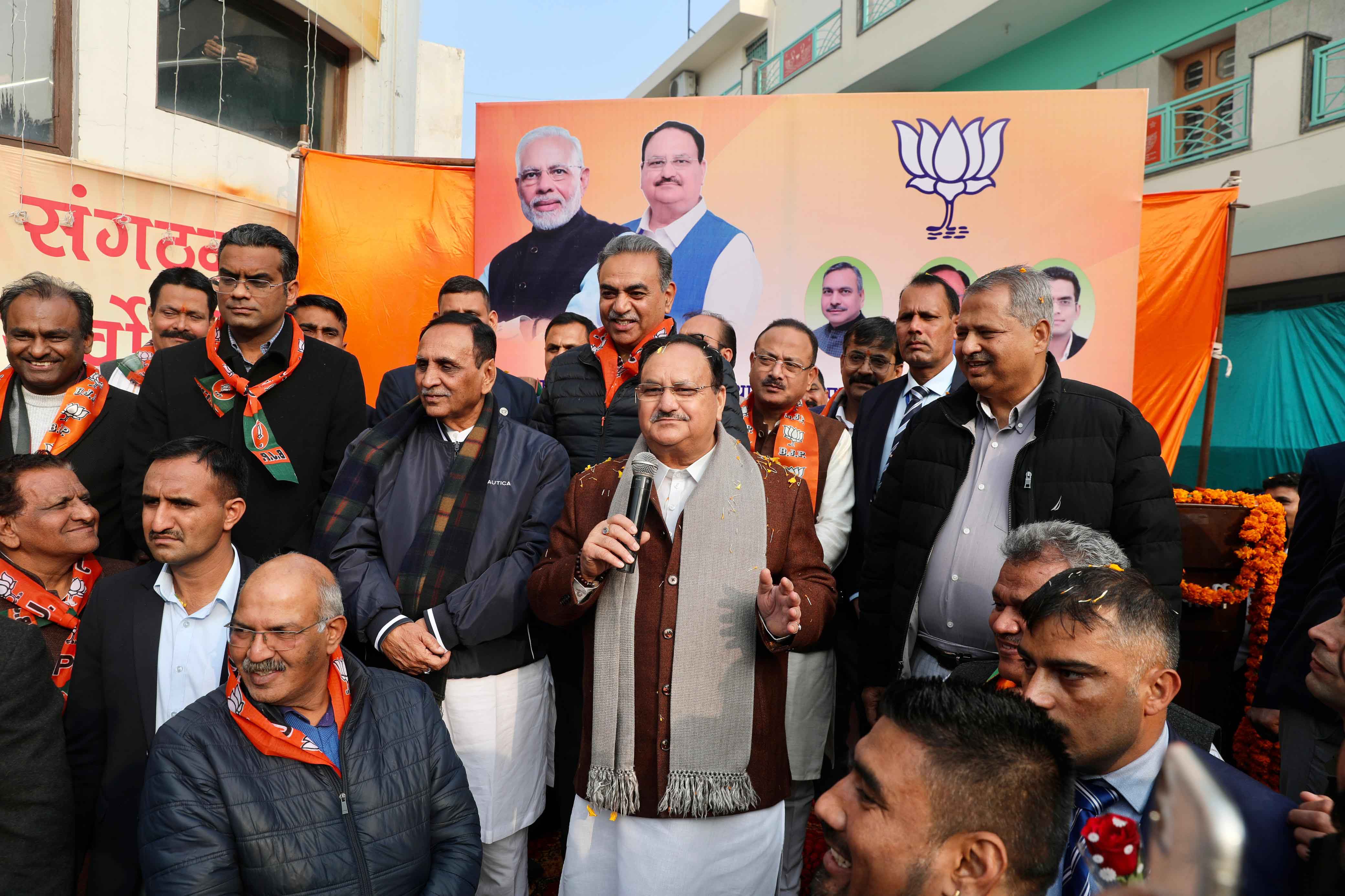 Grand welcome of Hon'ble BJP National President Shri J.P. Nadda in Chandigarh