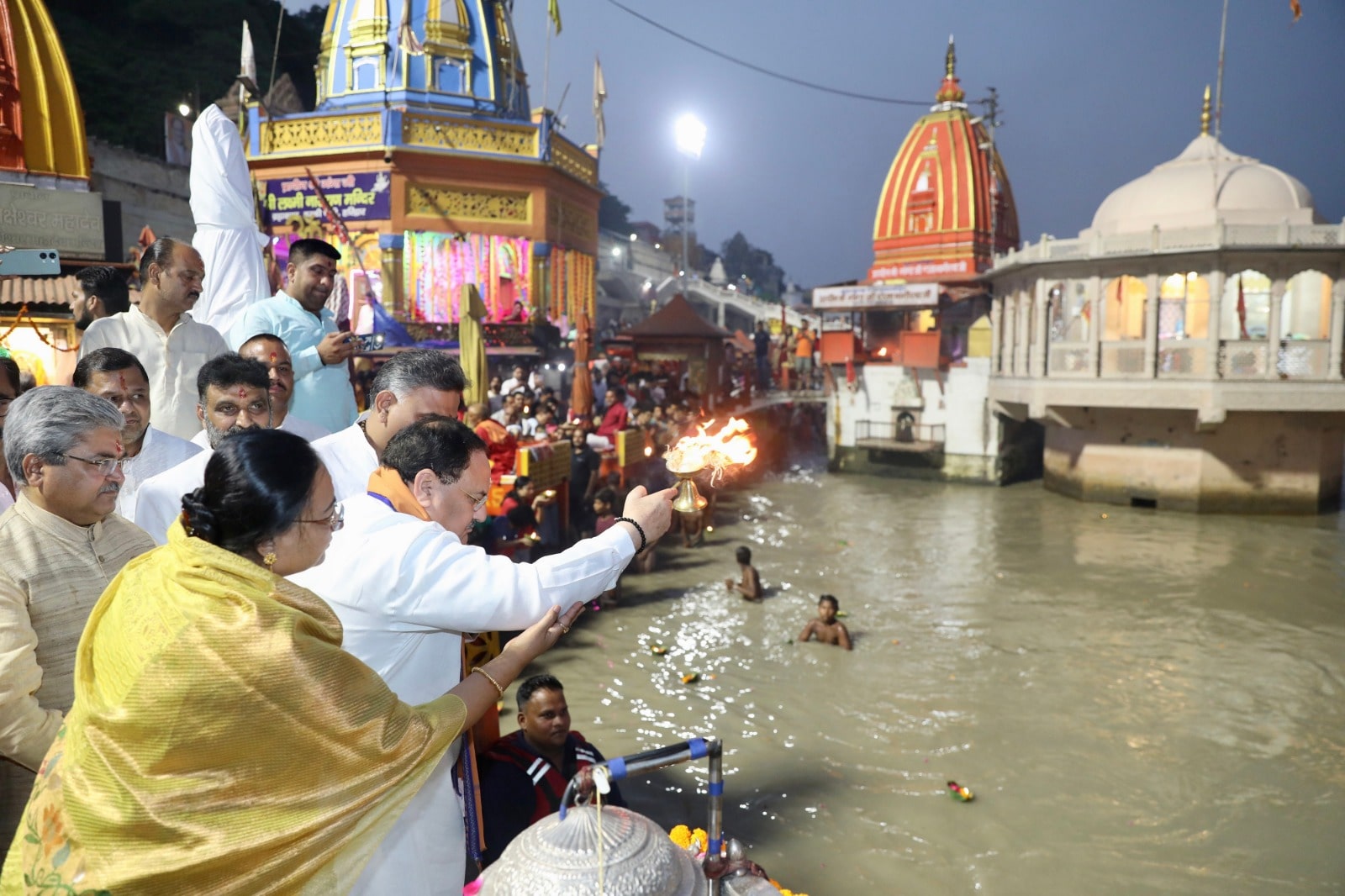 BJP National President Shri J.P. Nadda participated in Ganga Pujan and Aarti at Har ki Paudi, Haridwar (U'khand)