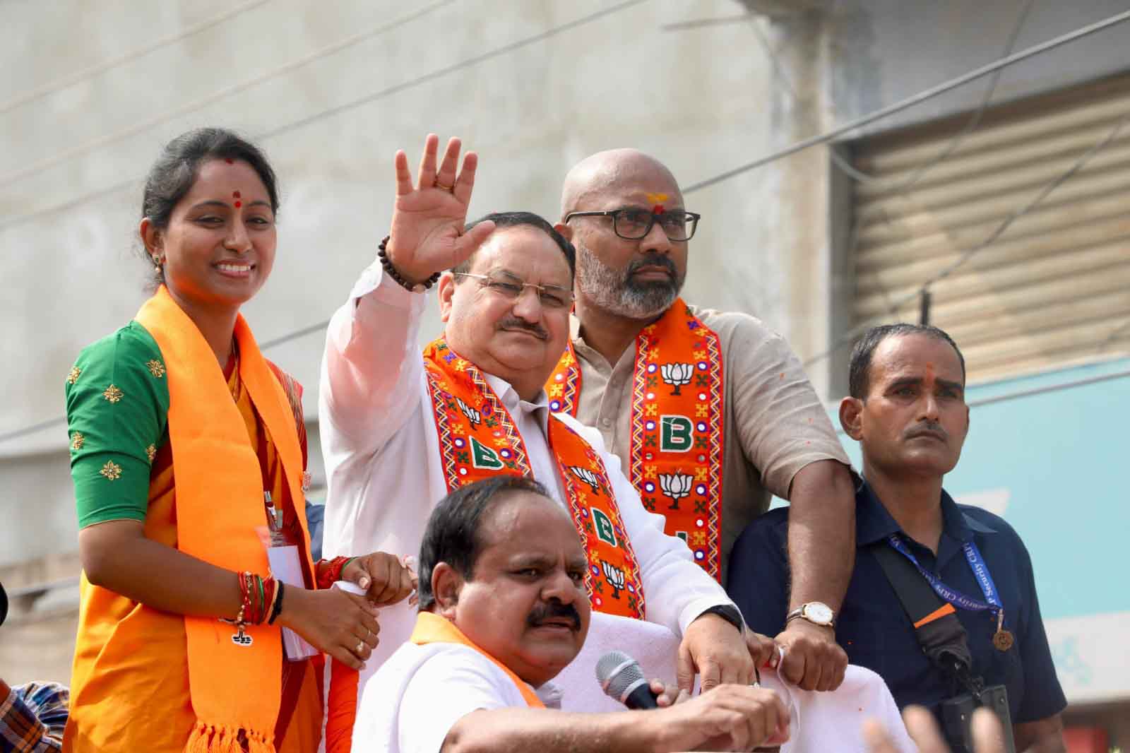 Road show of Hon'ble BJP National President Shri J.P. Nadda in Jagtial (Telangana)